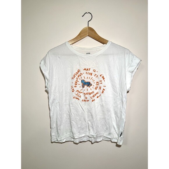Uniqlo Keith Haring Drawings Club Art NYC Pop Icons Graphic Tshirt XS GLITTER - Picture 1 of 4